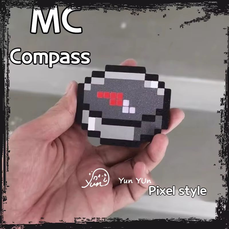 3D Printed Mc Compass Magnetic Game Keychain Pixel Pendant Simple Design Home Decoration Craft Ideal Birthday Festival Gift